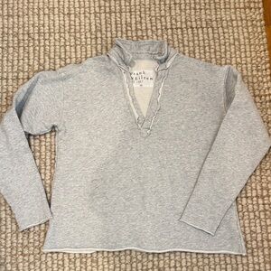 Frank & Eileen Light Heather Gray Ruffle V-Neck Pullover